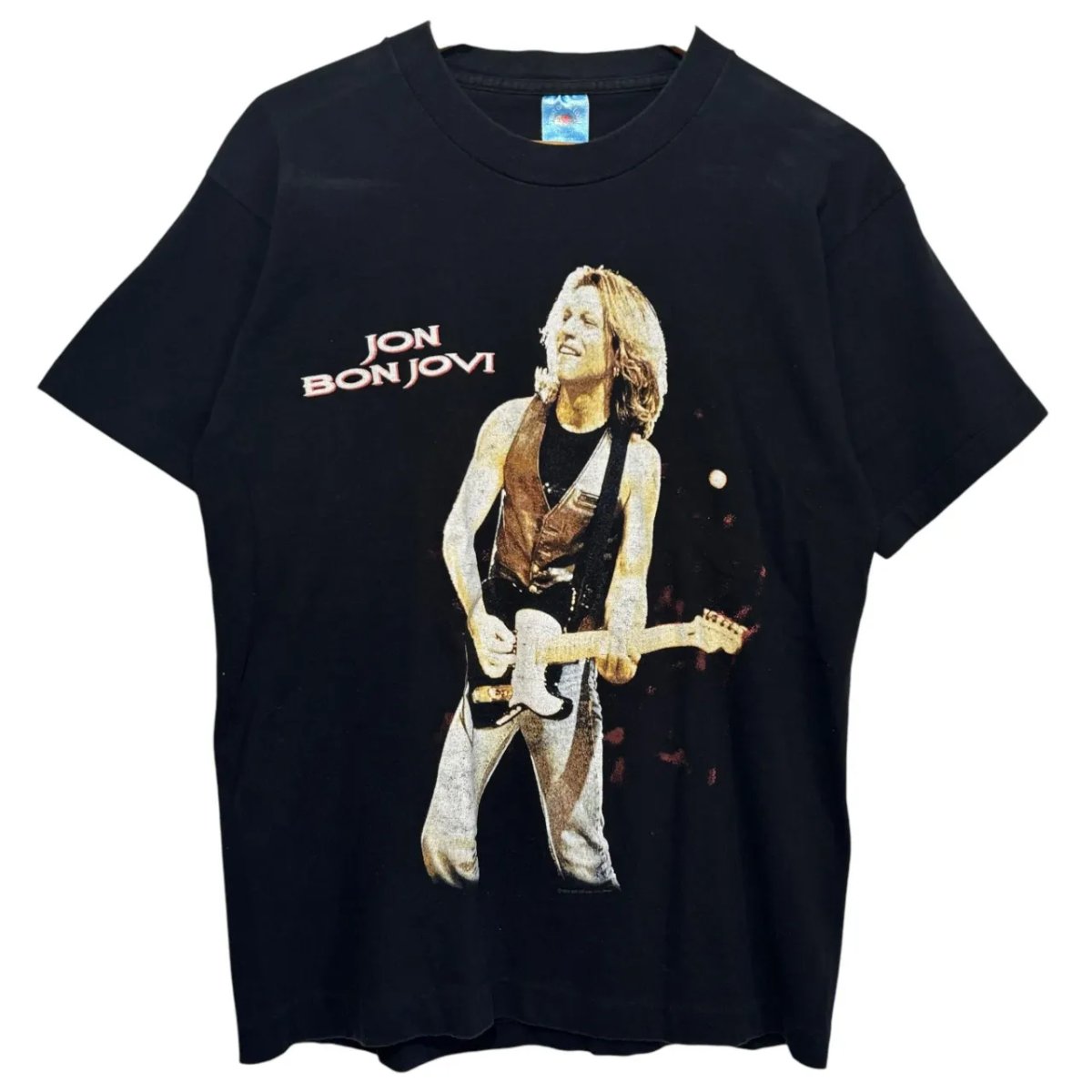 USA製 90s Jon Bon Jovi S/S TEE ジョン ボン ジョヴィ M 黒いこと プルオーバー FRUIT OF THE LOOM 周遊旅行プルオーバー 古着