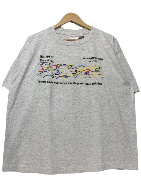 USA製 90s SONY Print S/S Tee 灰 L ソニー 半袖 ティーシャツ ロゴタイプ 刷り上げる 会社企業物 会社企業T SOFTEE 薄墨色 古着 【中古】 Tシャツ・カットソー-トップス-メンズファッション