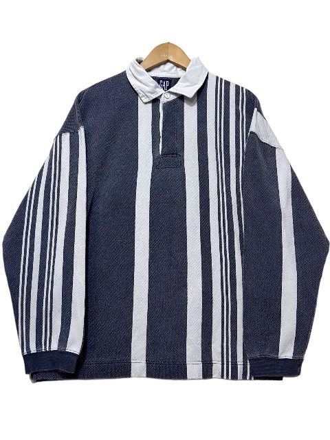 90s ■ OLD GAP 鹿の子 半袖 ポロシャツ メンズ M 90年代 オールド ギャップ 無地 半袖シャツ 旧タグ 紺タグ デカタグ カノコ ソリッド 青 main image 1