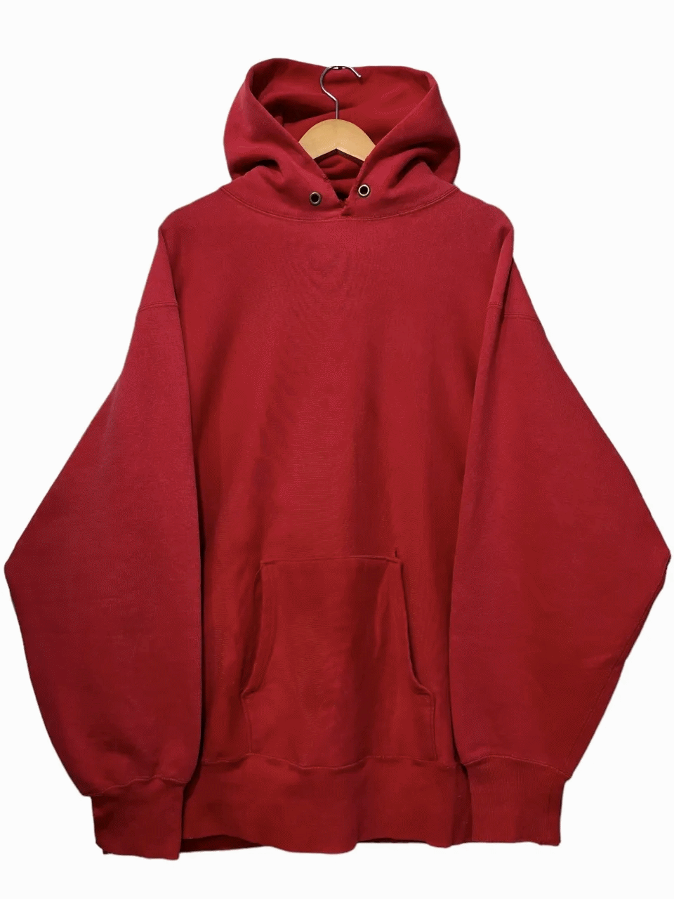 USA製 90s LANDS\u0027 END by Champion R/W Sweat Hoodie 赤 XL ランズ挙げ句の果て はやりっ児 別注 リバースウィーブ 汗水 パーカー 目皆無 無地【中古】