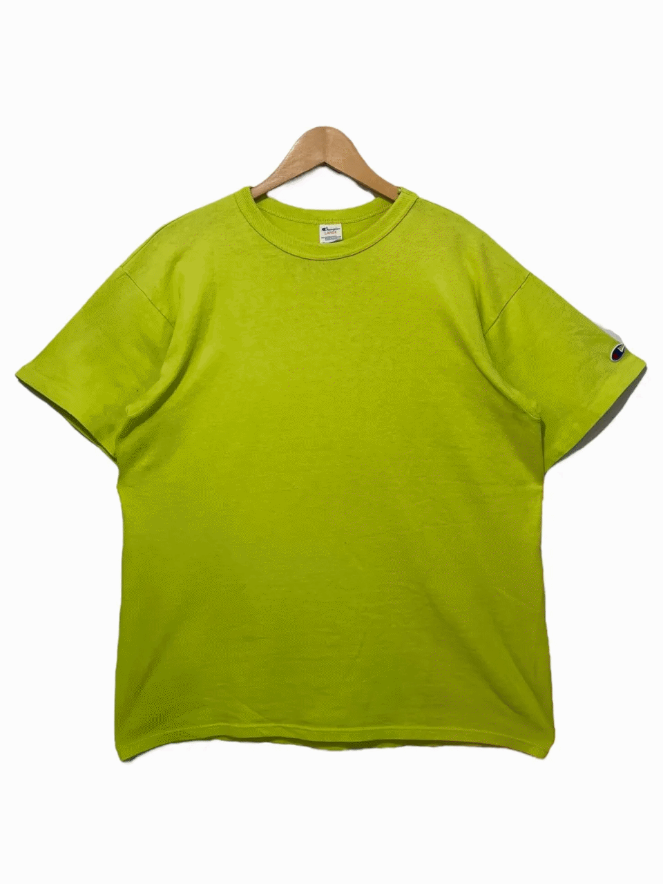 USA製 80s Champion Plain S/S Tee 螢光黄 L トリコタグ はやりっ児 半袖 ティーシャツ無地 黄み 古着【中古】 スウェット・トレーナー-トップス-メンズファッション