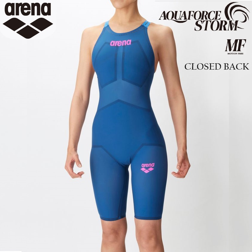 arena AQUAFORCE STORM レディース MF CLOSED BACK 背閉じ印字機 ARN4005W アクアフォースストームMF レーシングワンピーススパッツ スピード競技水泳着 水浴び 競泳