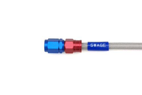 SWAGE LINE(スウェッジライン) イージーオーダーブレーキホース 汎用ホース ストレートフィッティング アルミ(レッド/ブルー) クリア
