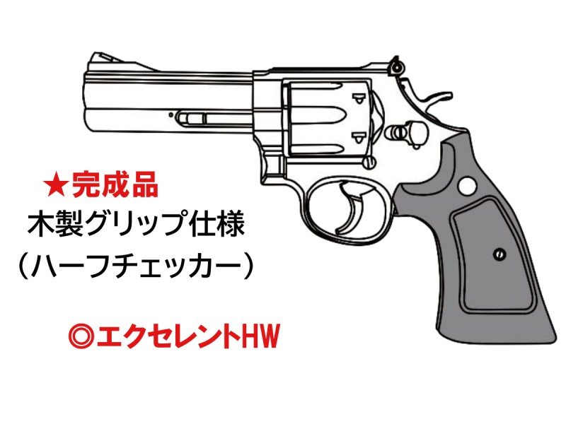 モデルガン マルシン S&W M586 4インチ ハーフチェッカー木製グリップ仕様 エクセレントHW 2024年生産モデル 完成品