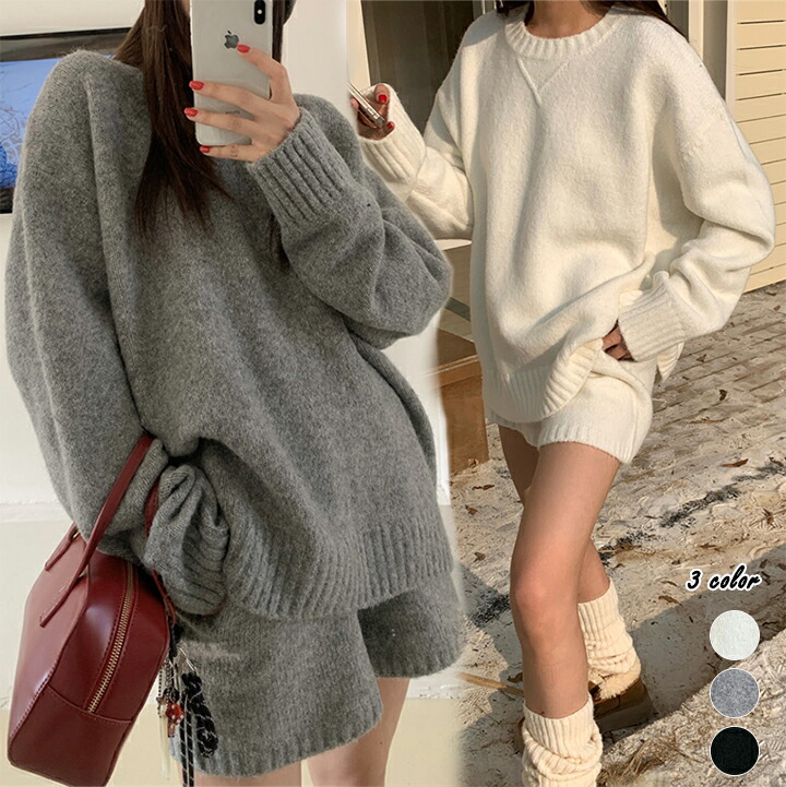 セットアップ 上下セット ニット 長袖 ショートパンツ L2293 楽天市場】ニット セットアップ ショートパンツ レディース 秋冬