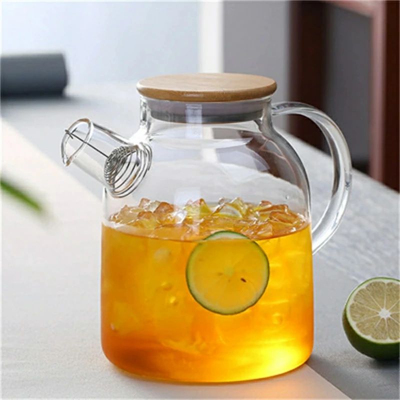 1000ml/1800ml 耐熱 耐熱硝子 直火明かり湯沸かし相応う 直火 硝子ポット 硝子湯沸かし ティーポット 麦茶入れ 大電気容量 イ酸硝子