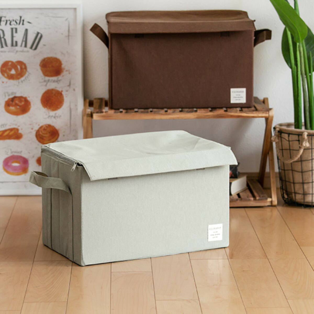 収納ボックス ストレリアナチュレ L 幅43×奥行27×高さ27cm 蓋付き 布 折りたたみ ( 収納ケース 収納 インナーボックス 布製 ファブリック 衣類収納 コンパクト 持ち手付き おしゃれ 保管 大容量 衣類 おもちゃ 雑誌 )|日用雑貨NEWPRODUCT