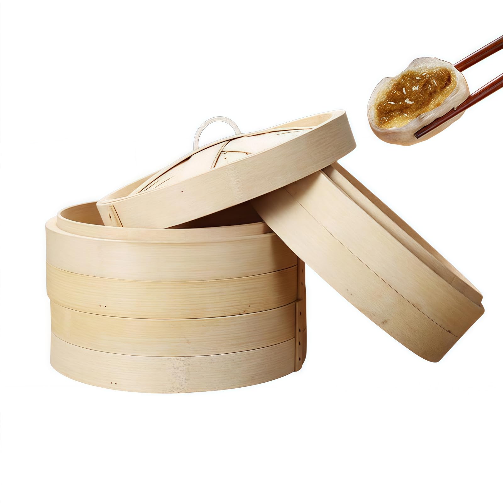 蒸し器 中華蒸籠 生まれながら竹 押しかぶせる付き添い人 手作りせいろ蒸し器 一方ならず 二段 三段 膳立て物の具 餃子 草片 小籠包 茶碗蒸し 御厨子所備品 御役目用 身寄り用 (16糎,2層伏せ籠 押しかぶせる1枚)