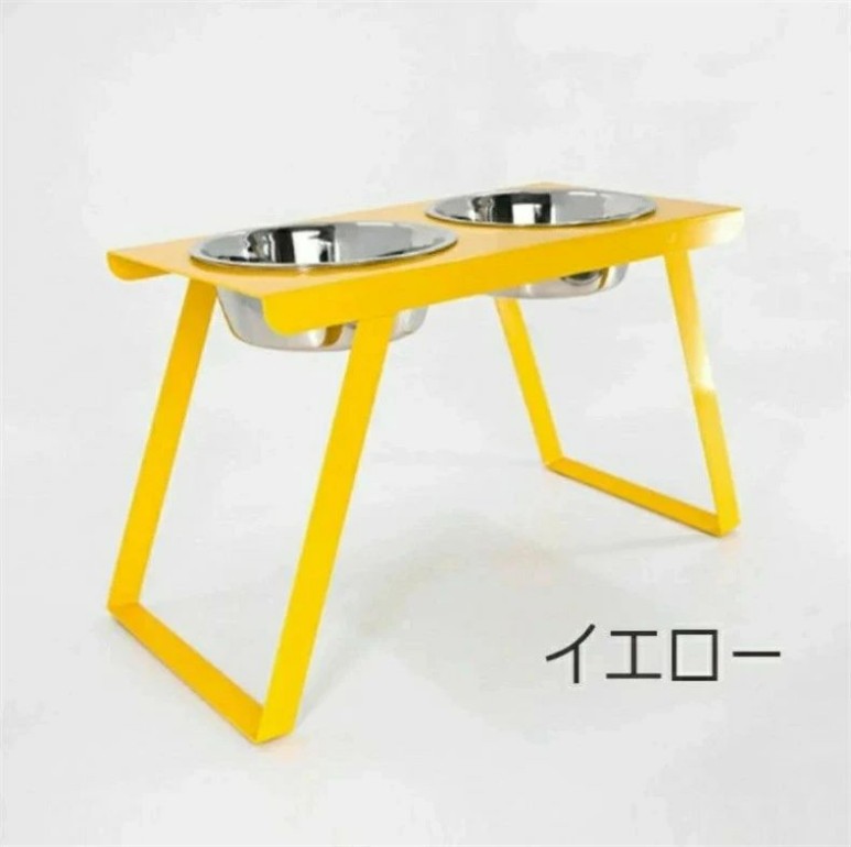 フィーディングテーブル 大型犬用フードボウルホルダー フィーディングボックスフード物の具 食器ラックステンレススチール 高さ約30珊フードボウルホルダー ご機嫌速見表逆流製造 ブラック-イエロー-ホワイト
