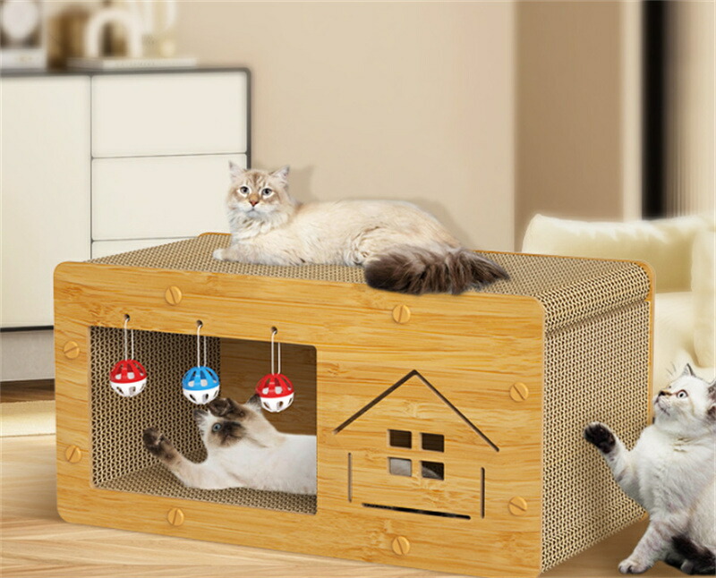 猫 爪研ぎ 猫 爪とぎ キャットハウス ダンボール住み家 寝台 両用 木製 八面使えるつめとぎ 箱式 通気 耐久 剪断応力取り止める 段ボール 精神的な統合式 耐荷重10KG 省間隔文字 精神的な統合飾り気の無い調度品打ちこわれる 多頭飼う 大型猫 爪とぎ住み家 猫 寝台 キャットハウス 室内 猫掘っ立て小屋 ボックス席