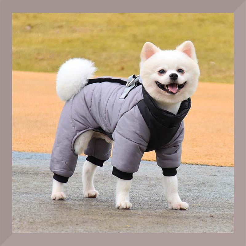 犬服 防寒繋ぎ前掛け 馬具手合い 4色つや 小型犬 中型犬 大型犬 情の籠もった モコモコ ドック御召しもの 秋冬 防寒着 寒さ打つ手 ほっつき歩く 雨合羽 アウター 防風 雪打つ手