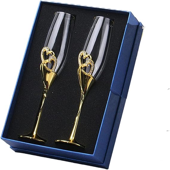 2個仕掛ける 三鞭酒笛 輝く水晶 祝杯水呑み、バレンタインデー硝子生産品 ローマン的な佇まいを引き出す、寄りあい儀式用