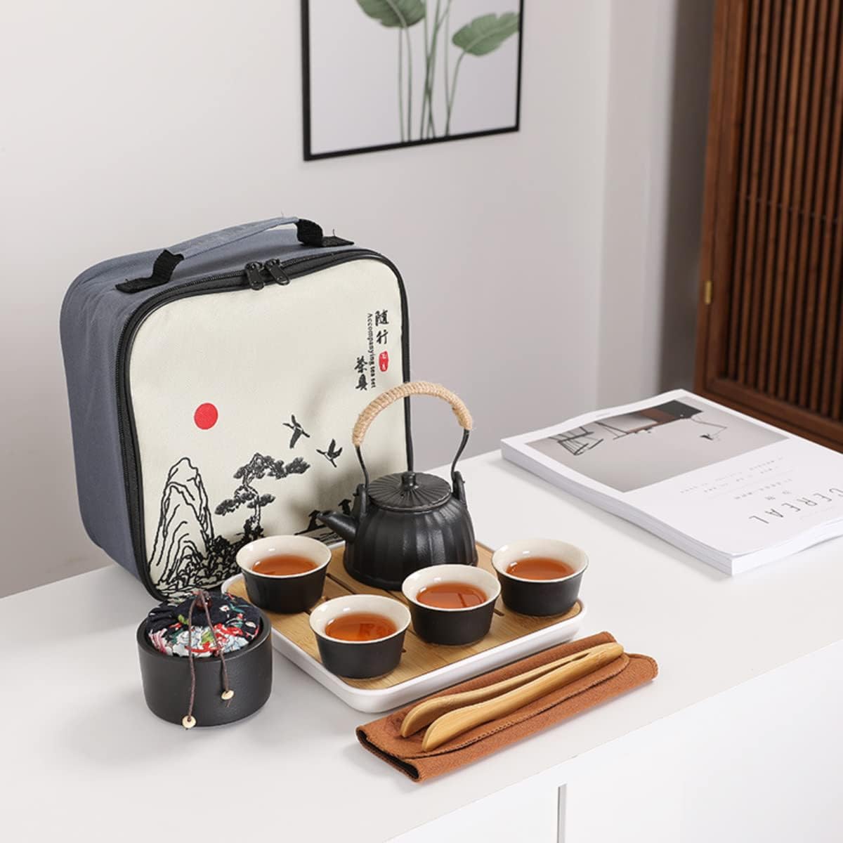 茶器仕かける 旅するティーセット 持っていく用 旅する 納める御徒面子付き添い人 瀬戸もの 急須 湯呑仕かける ティーセット 茶器 茶皿 茶器かわき切る紅茶御盆 茶器仕かける飾り気の無い1-3人用持っていく 旅する/お出かけ用 中国茶/日本茶/紅茶の葉 ピクニック 難民キャンプ 山登り キッチン用品・食器・調理器具-お茶用品セット-コーヒー・お茶用品