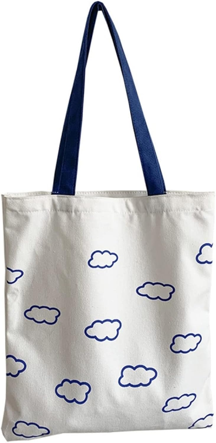 トートバッグ　レディース　可愛い　青い雲　A4　大容量　39x34cm　韓国風　おしゃれ　ファスナー付き　内側ポケット付き　手提げ　肩掛け　軽量　ブラック　ホワイト　ショルダーバッグ｜日用雑貨NEWPRODUCT