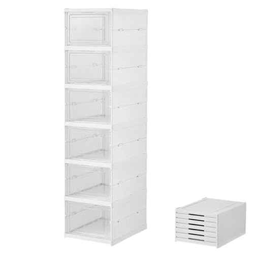 玄関シューズラック - 積み重ね可能スニーカーキャビネット - クリア 折りたたみ 積み重ね可能 ボックス 玄関 スニーカー ブーツ 寝室 職場 寮|日用雑貨NEWPRODUCT