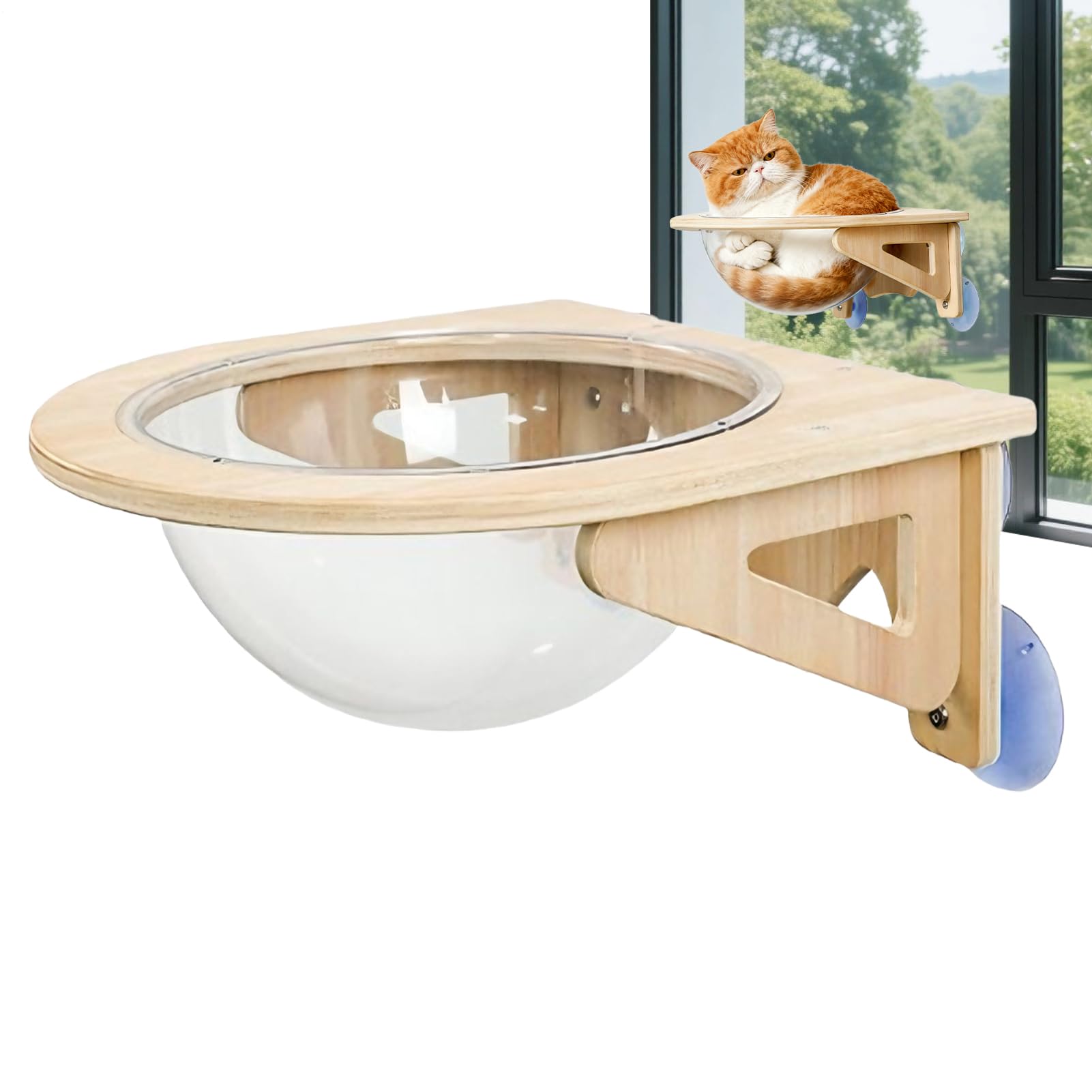 飾りつけ猫調度品 キャットウォールシェルフ ウォールマウントキャット用棚 猫専用調度品,澄み切った吸盤愛玩動物待ち合い室 | 猫用窓臥榻 窓際猫寝床 | 勝手もと臥し所リビング執務室屋内用