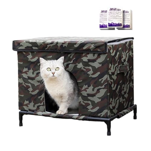 アウトドア キャットハウス 耐候性 - 保温断熱円蓋,高床式室外猫保護施設澄み切った窓付き添い人 - 犬 鶏 家兎用 冬期冷ややかさ天气 中庭 露台向け