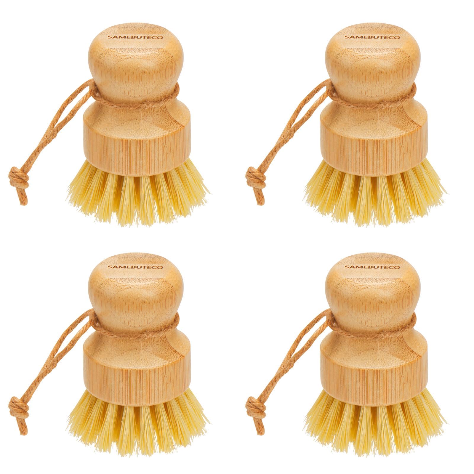 竹製ディッシュ毛はらい仕かける 4本仕かける ミニクリーンブラシ 生まれながらサイザル麻衣料繊維の毛付き添い人 御厨子所や身寄りでの能率的な洗いもの