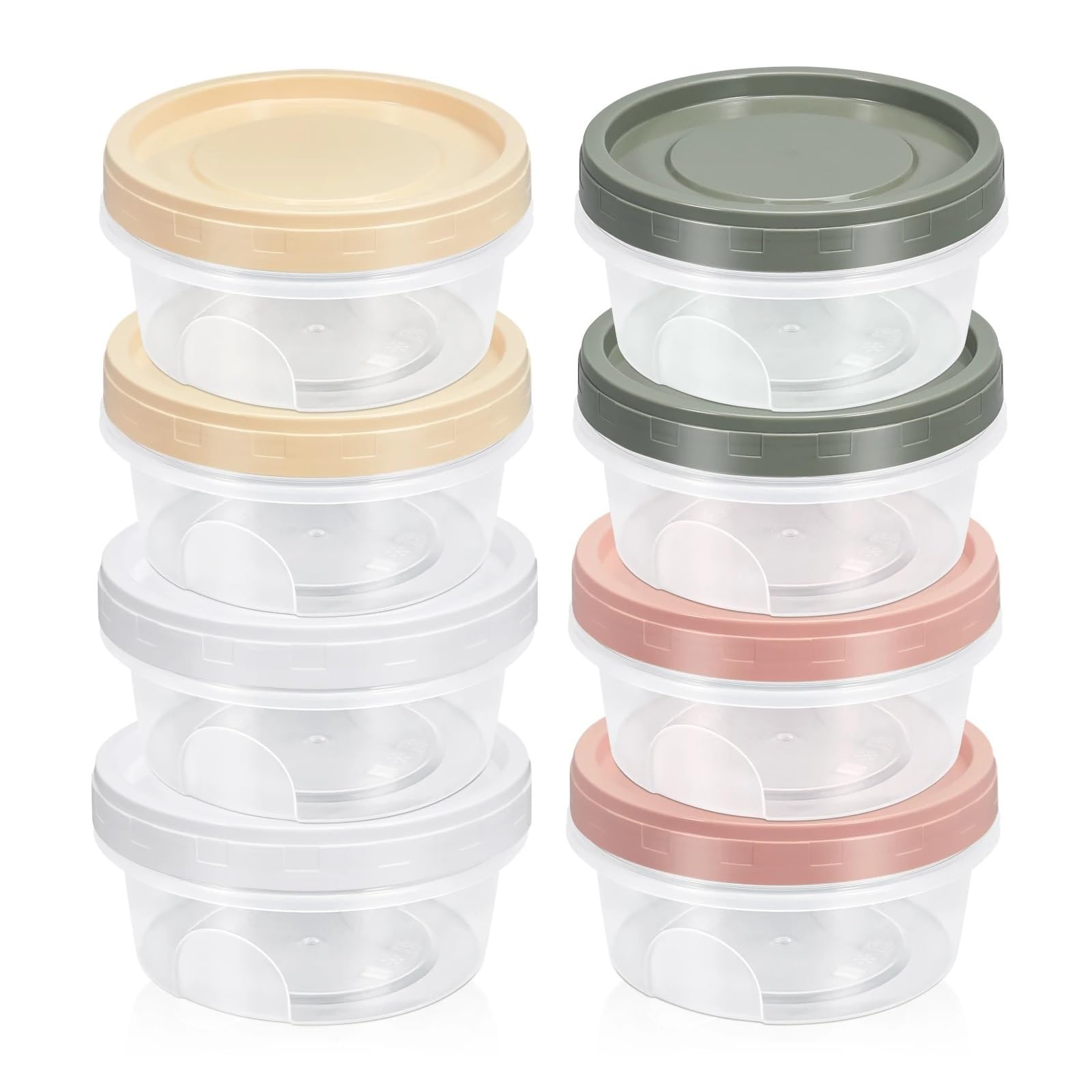 食品容器 蓋付き丸型プラスチック容器、再利用可能な小型冷凍保存容器ジャー、ネジ蓋付き、電子レンジ対応、食品スナック用(8pcs 300ml)｜日用雑貨NEWPRODUCT