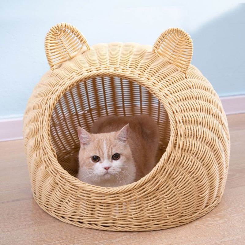猫や小型犬に至適な飛び切り手織り籐愛玩動物臥榻耐久性と軽さエクスポート用