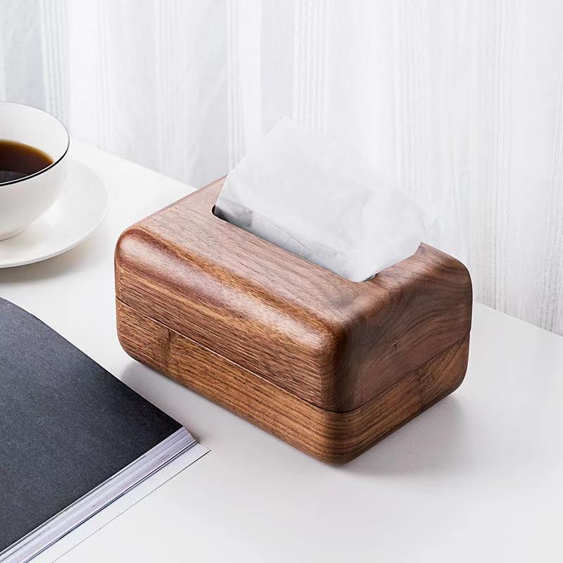 ティッシュボックス席木製ティッシュボックス席身寄り用食べ物屋用ウォールナットティッシュ納めるボックス席