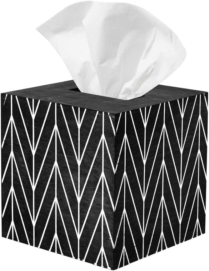 木製ティッシュボックス席蓋、まっ黒い木製V字型青写真-今めかしいな刷り上げる木製ティッシュ保持者