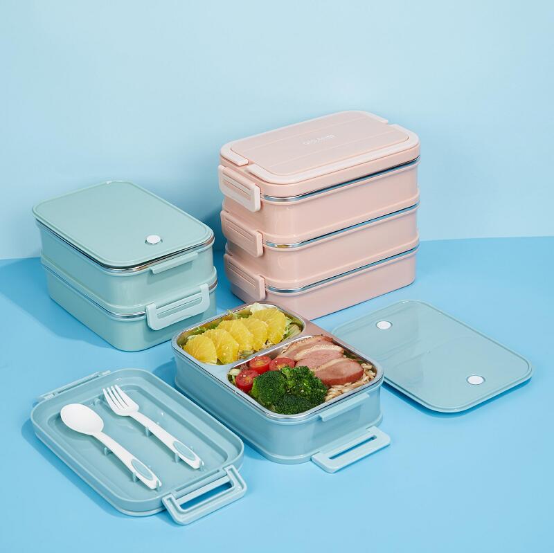 3層ステンレスランチボックス断熱ランチボックスポータブル弁当食器付き添い人