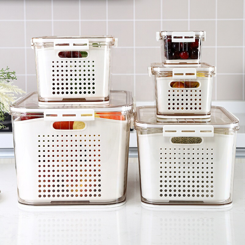 キッチンオーガナイザー冷凍器パントリーキャビネット草片の果物を目あたらしいに積み重ね能力のある5個仕掛けるPET食料雑貨類納めるボックス席密閉蓋付き添い人