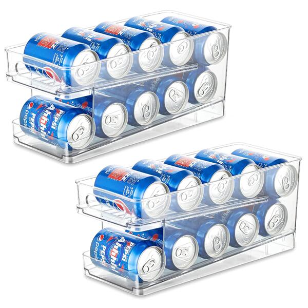 水もの缶用澄み切ったプラスチックディスプレイラック凍結器電気冷蔵庫キッチンキャビネットオーガナイザー