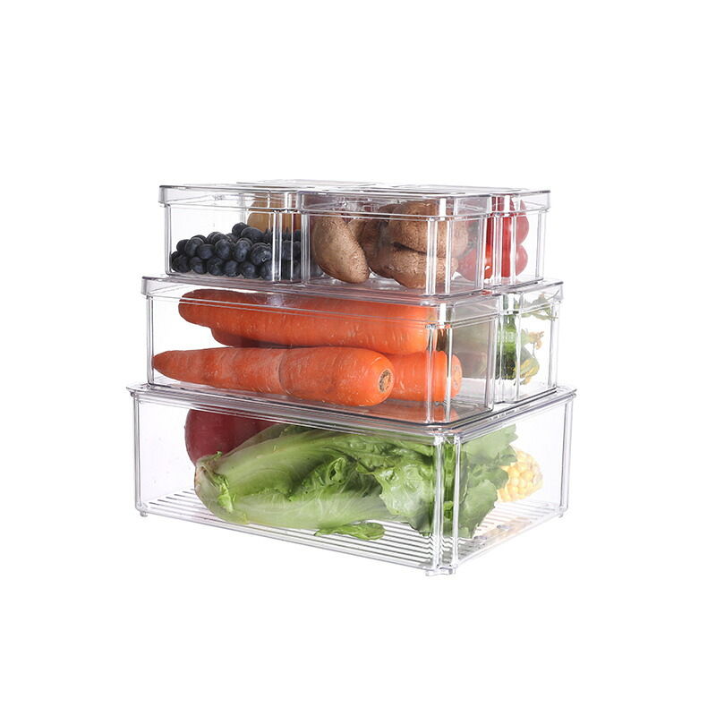 7pc仕掛ける電気冷蔵庫生新しい食料雑貨類納めるスタッカブルボックスプラスチックPET澄み切った澄み切った御厨子所電気冷蔵庫まとめ役蓋付き添い人