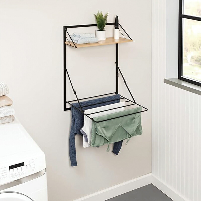 洗濯機の上に壁に取り付けられた小さな金属元素鉄条白木洗い濯ぎ西洋手ぬぐいドライヤーかわき切る納める仕合わせ手かご納める棚付き添い人