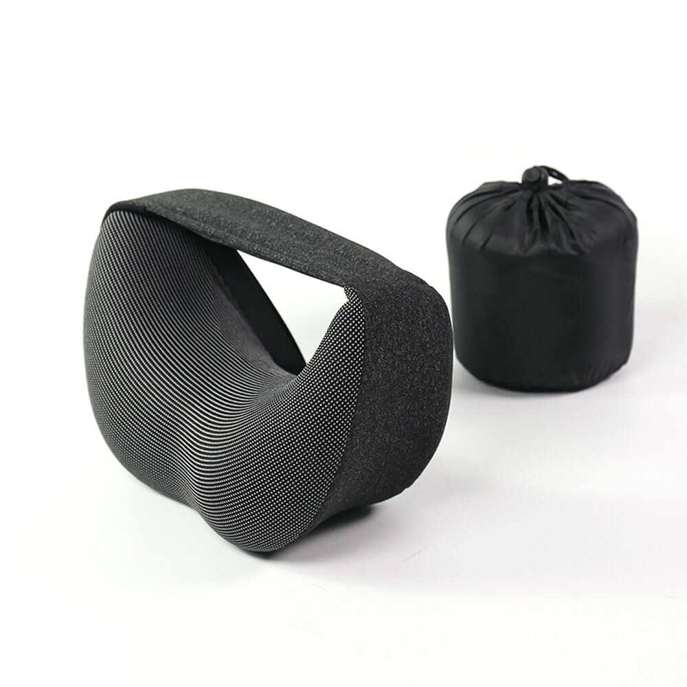 U字型低手向かいネックピロー 黒いこと 固形体 28x26x14糎 トラベルピロー 納める御徒面子付き添い人 成年者と老いらく者向け