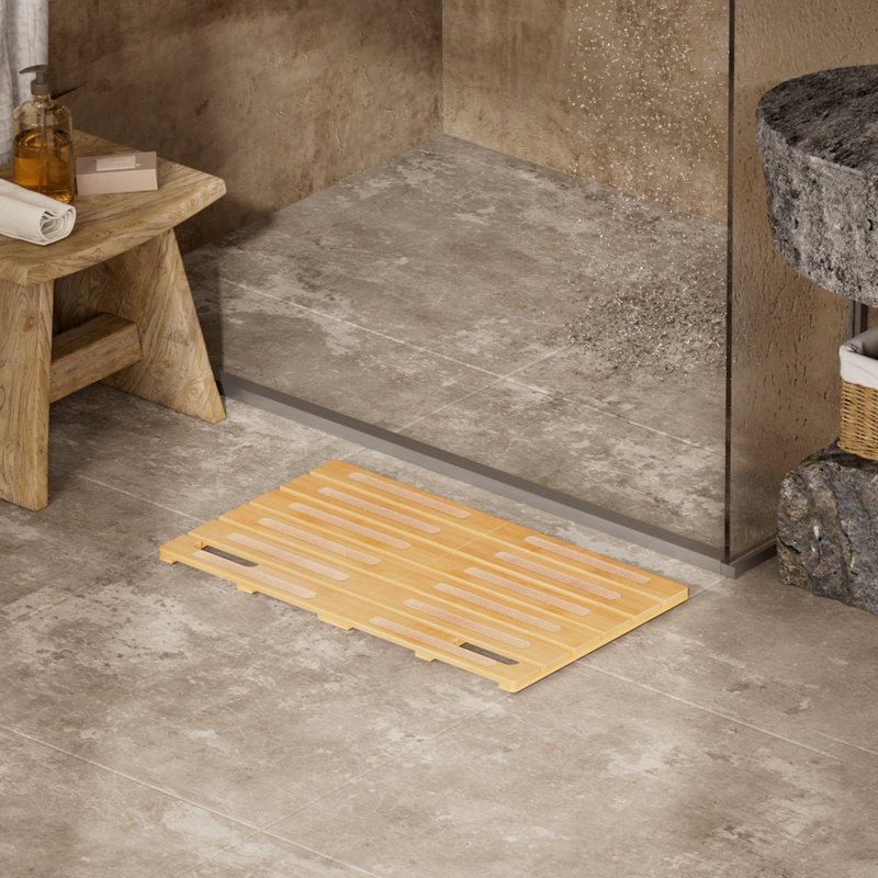 1容器に並べる21x14.2in折りたたみ式竹製二階建てバス引っ敷き上滑り打ちきり木製シャワー引っ敷き雨合羽スパまたはサウナバスルーム用
