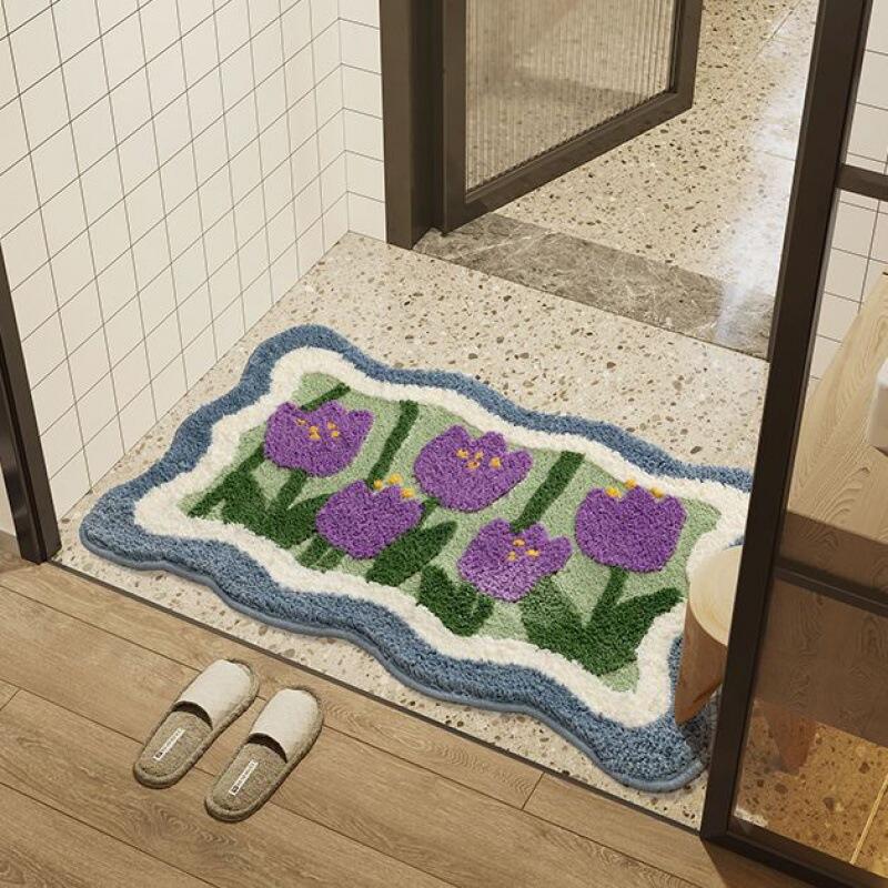 アトゥナス ノース 3D ラブリー フロッキング 引っ敷き 花柄 上滑り打ちきり 二階建てバス引っ敷き 引っ敷き ふわふわ ローラル キュート シャギー 超吸い入れる性 バスルームマット