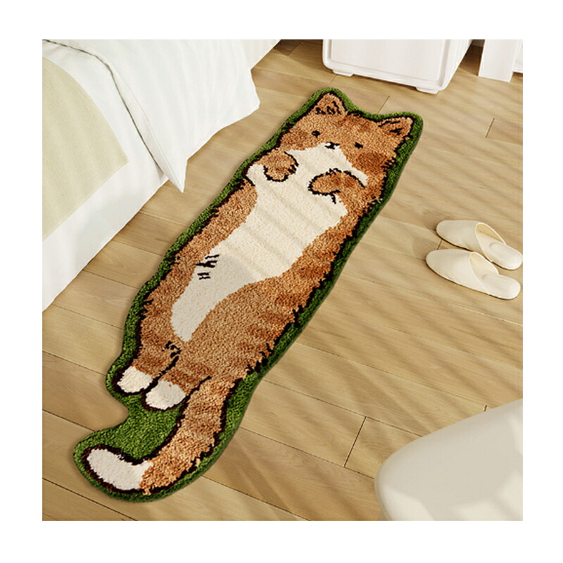 かわいい猫滑り止めお手入れが簡単ロングベルベットソフトドアマットバスルームマットリビングルームカーペット|日用雑貨NEWPRODUCT