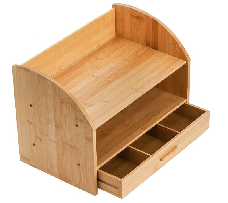 生まれながら木製卓上書物棚 かざり付ける品見せびらかす 執務室備品 事務机いの一番 バニティ 竹製仕合わせ 木製まとめ役棚 引き出し納める