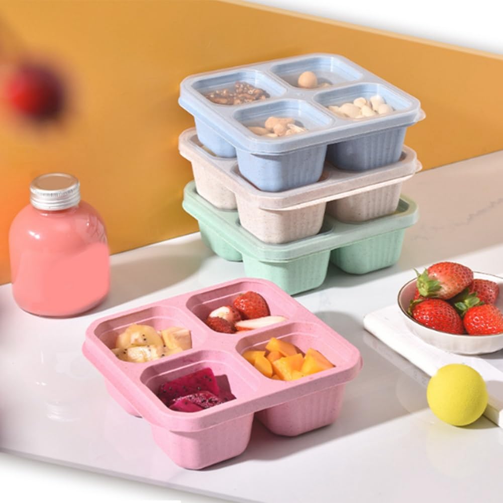 スナックコンテナ 再利用可能 4分割コンパートメント 弁当スナックボックス 食事準備コンテナ スナック、フルーツ、ナッツ、キャンディー付き 耐久性|日用雑貨NEWPRODUCT