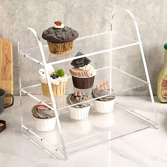 3層プレミアムクリアアクリルカップケーキスタンドベーカリーペストリーケース