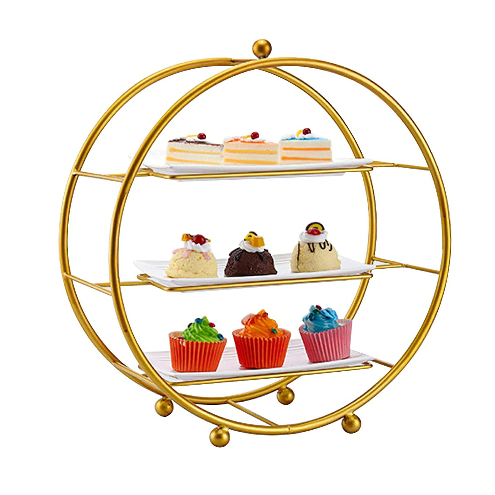 3層メタルカップケーキスタンドメタルラウンドデザートフルーツディスプレイスタンドデザートカップケーキペストリーキャンディーディスプレイプレートイベント用｜日用雑貨NEWPRODUCT