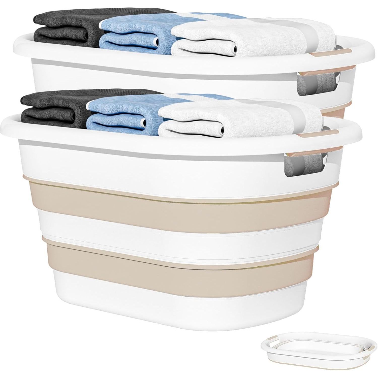 43L（11.5gal）折りたたみ式プラスチックランドリーバスケット、ポップアップ式納める入れもの、大静電容量ランドリーハンパー