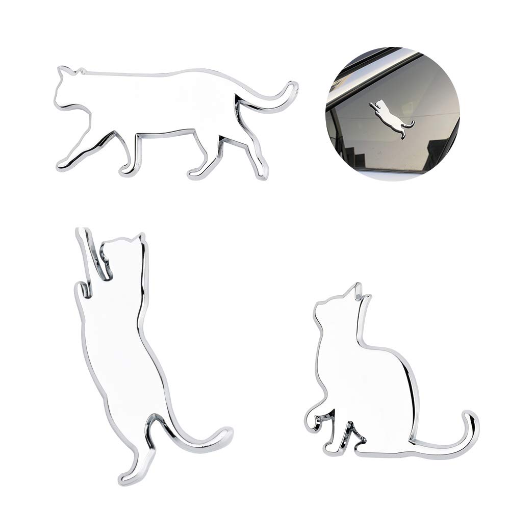 ステッカー 猫 旗幟 車 3D 金属元素 雨合羽 鉄道車両ステッカー 愛くるしげ 好いたらしい 人となり ねこ 毛の荒物 車用 自動二輪車 銀輪 旅行バッグ 汎用 デカール 押捺 下げ札 記章 御洒落 飾りつけ しろがね色 3枚入り口・入口