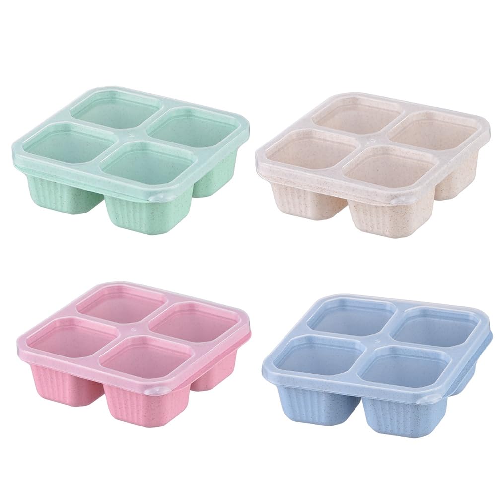 弁当箱-再当てはめる能力のあるな4区画の召し上がる取りはからう容れもの、完全無欠さな食料雑貨類保護すること容れもの、パウダーコンパクトで積み重ね能力のある、使い分かりやすい