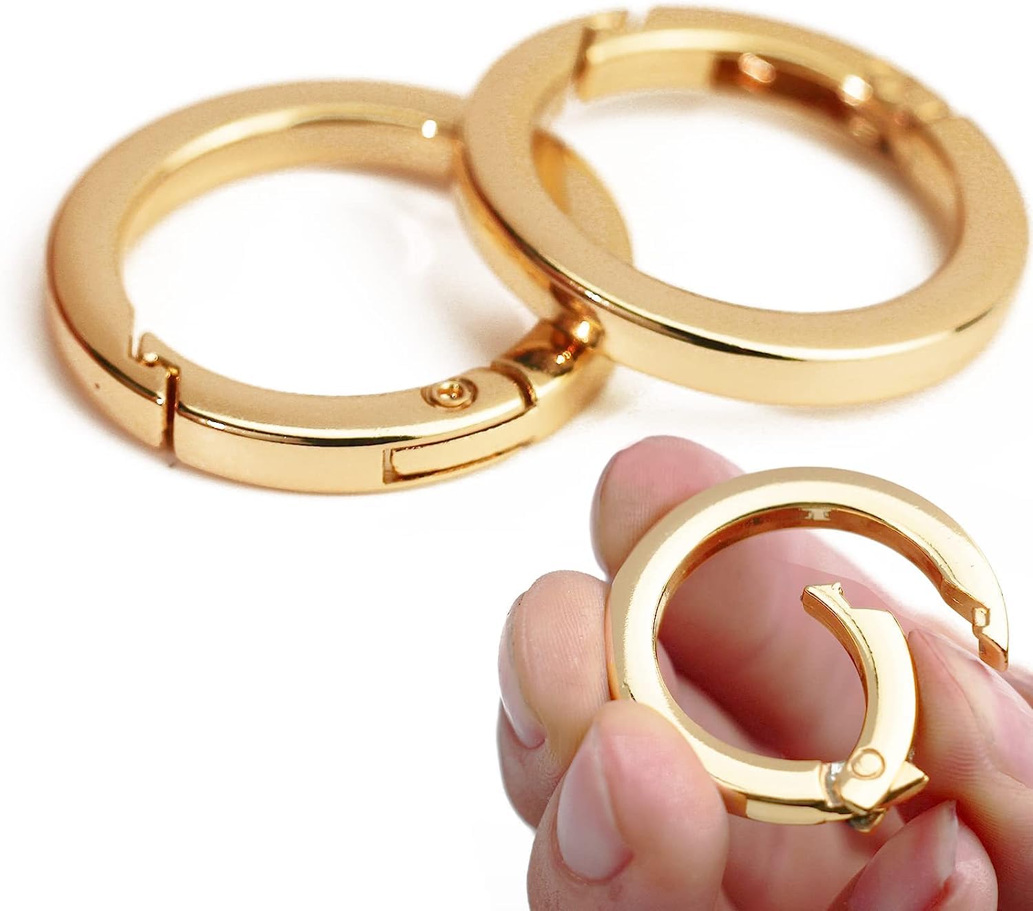 2個 ゴールドキーリング 春月 O輪っかゼムクリップ 金入れ同盟罷工一回り用 1in ラウンドスナップクリップ 手当たり輪っか バックル チャック