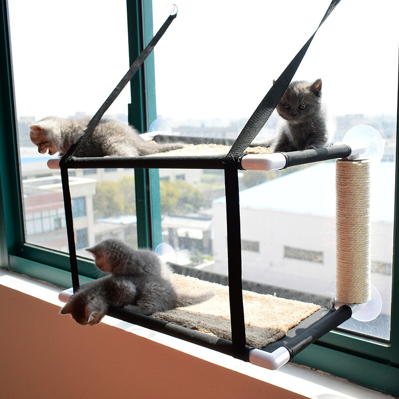 能力のある二層猫ハンモックネスト吸いいれる優勝杯窓シル猫ネスト
