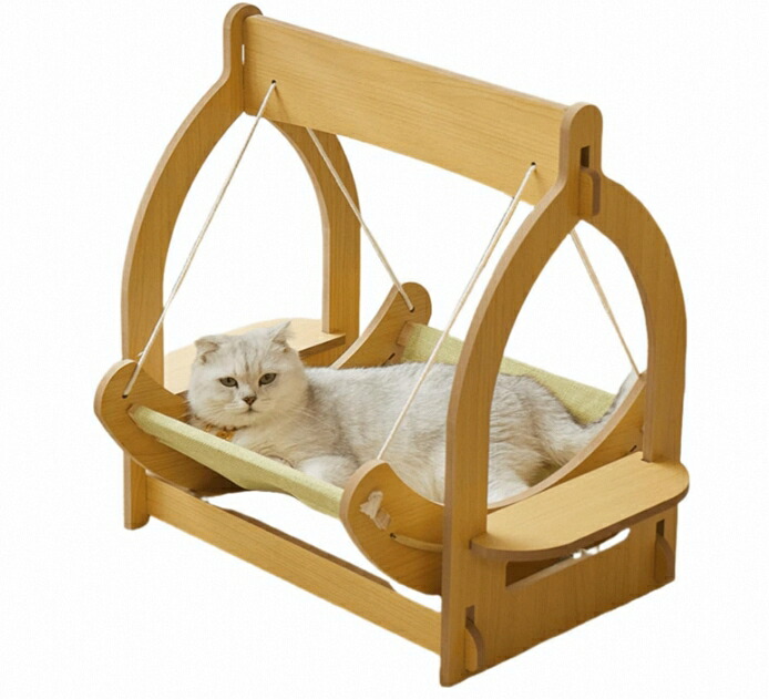 木製竹製二層式傾倒押しとどめる携帯型好いたらしい猫犬用ハンモックベッドシェイカーデザイン吊り下げ式巣オール時節相応う