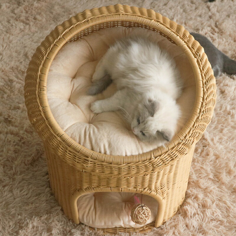 オール時期の座布団付き添い人 イズされた生まれながら籐織り愛くるしい愛玩動物犬猫寝台