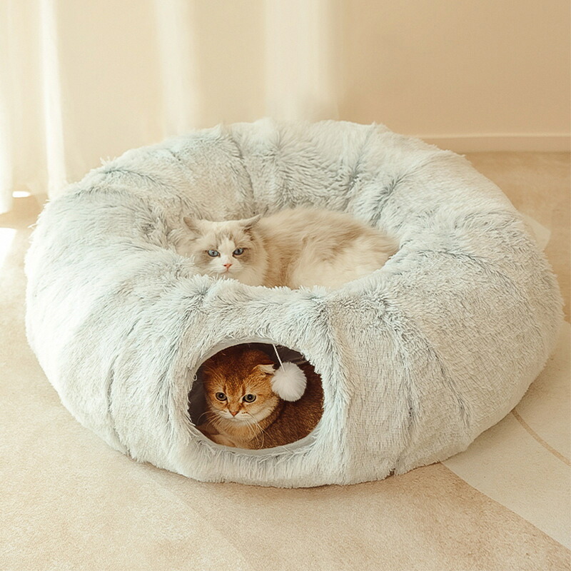 可愛らしいパステル色の猫命のせんたく水平坑手あそびドーナツ臥榻小さな猫ぬいぐるみ巣愛玩動物ほら穴猫水平坑臥榻