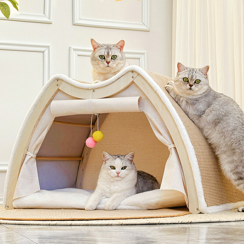 猫スクラッチャーハウスペットテント居心地の好いたらしい命のせんたく猫ほら穴臥榻半差しかためる猫の巣愛玩動物装置小型中型大型キティ