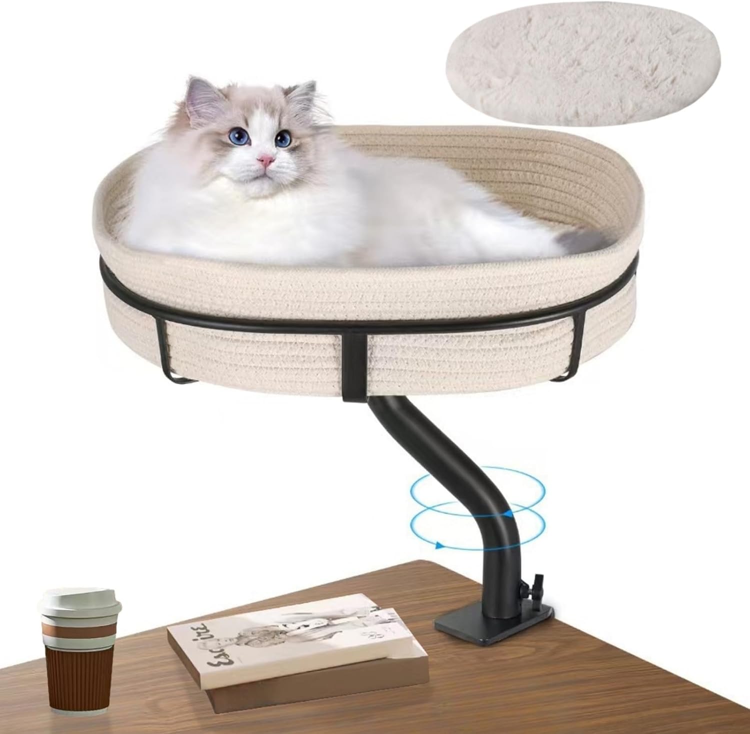 360 &deg; 回転猫デスクパーチベッドマウントアタッチメントハンモックホームオフィス用コンピュータデスク屋内ペットネスト｜日用雑貨NEWPRODUCT