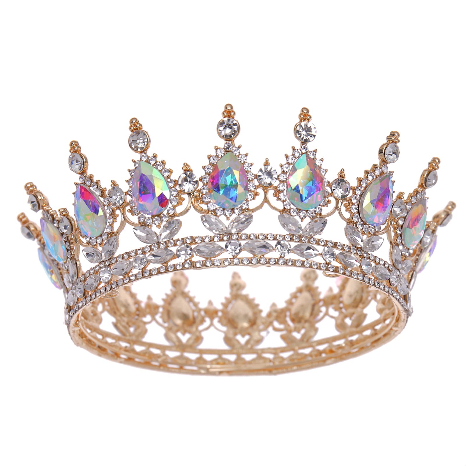 クイーンクラウン ラインストーン ウェディングクラウンとティアラ 女性用 コスチューム パーティー ヘアアクセサリー プリンセス 誕生日 クラウン クリスタル ブライダルクラウン, one size, 亜鉛合金, ラインストーン|日用雑貨NEWPRODUCT